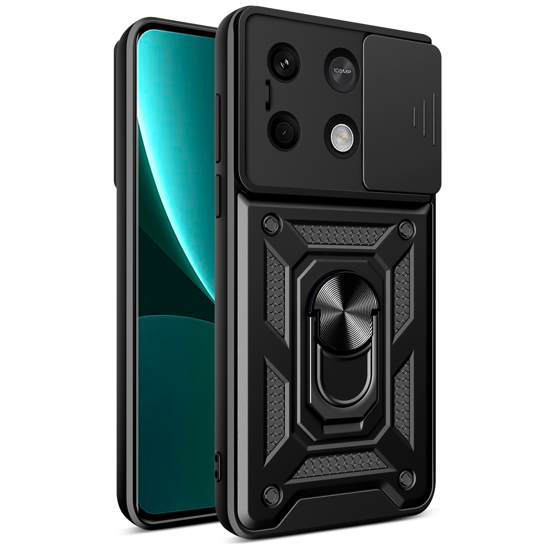 Armor Case With Curtain for Xiaomi Redmi Note 9T (Black)