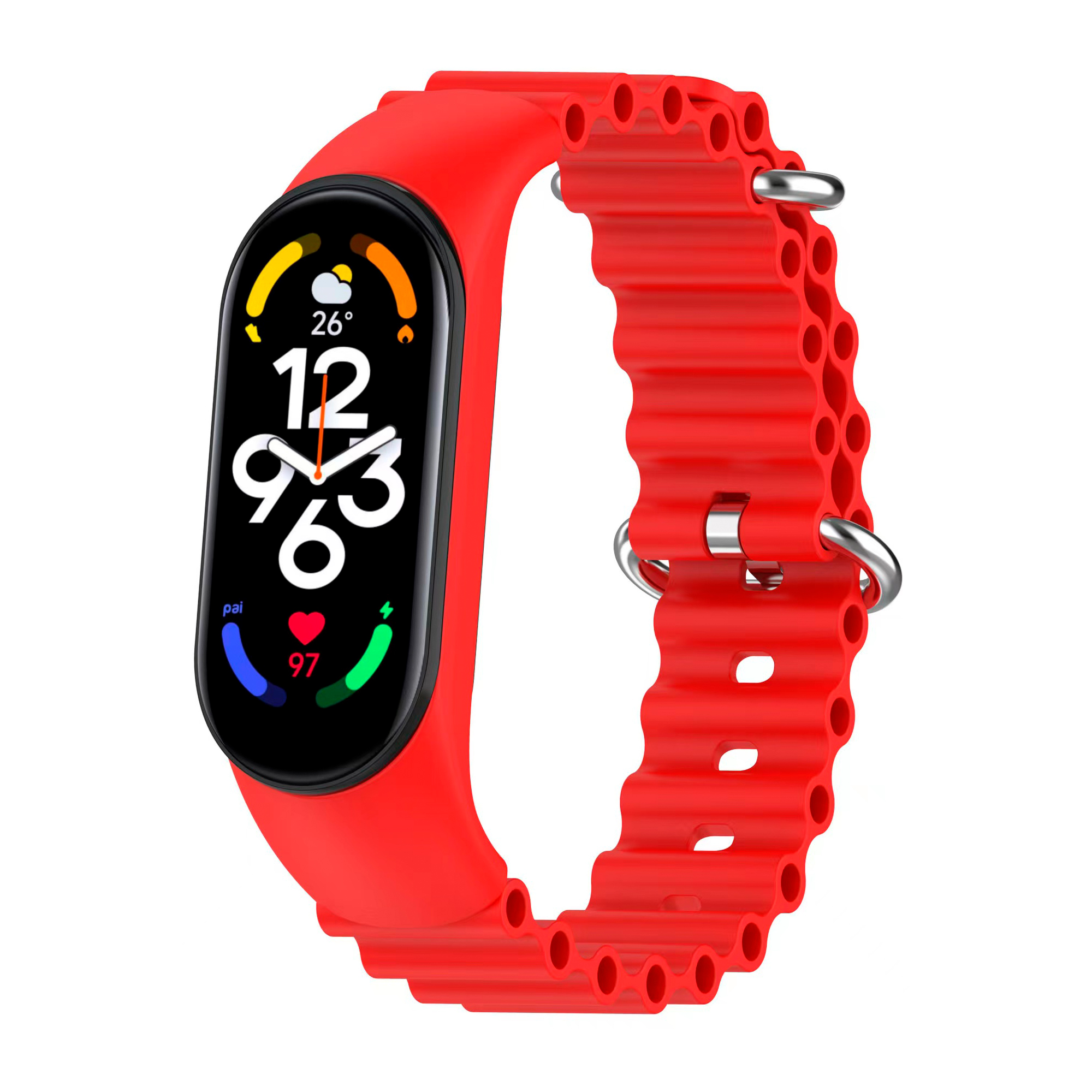 Ремешок для Xiaomi Mi Band 5 / 6 Color Transparent (2, Red)