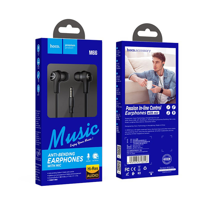 Наушники Hoco M66 Passion In-Line (Чёрный)