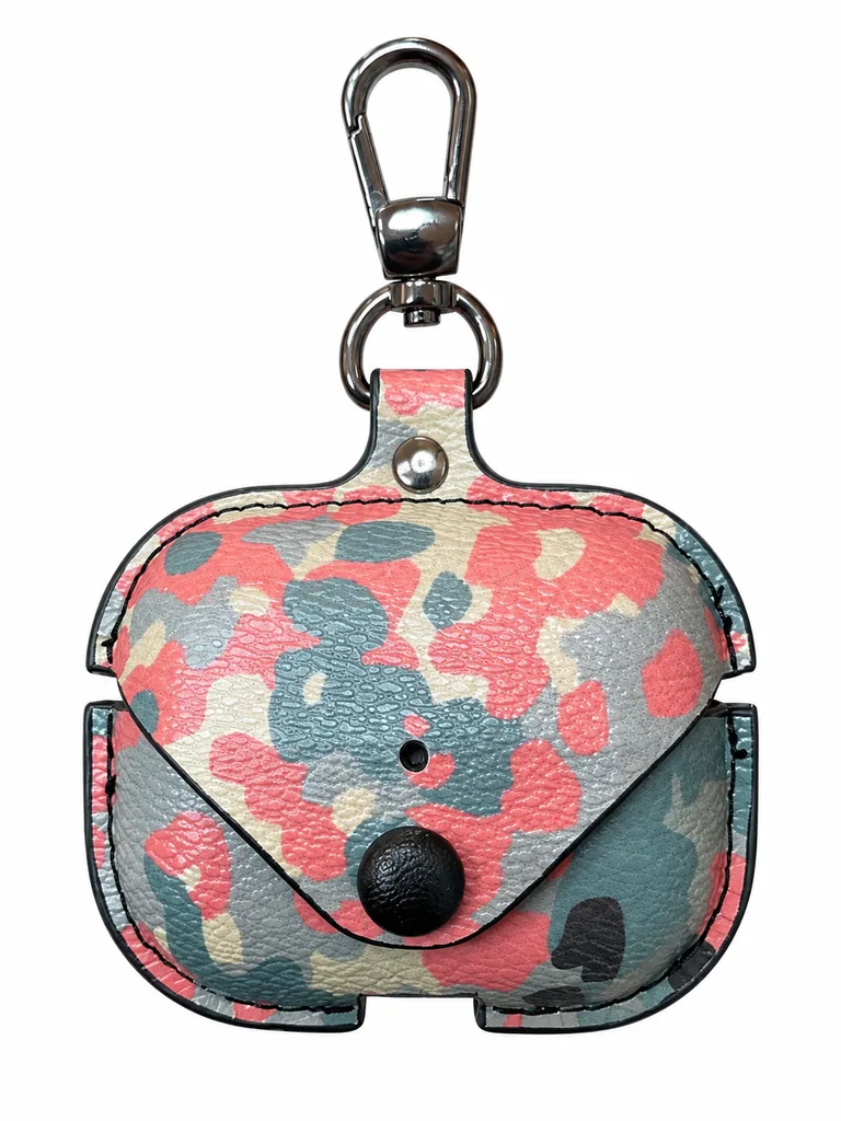 Футляр для наушников AirPods PRO Camouflage Leather, цвет зелено-красный