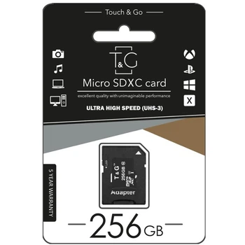 Карта Памяти T&G MicroSDHC (UHS-3) 256gb 10 Class & Adapter (Чёрный)