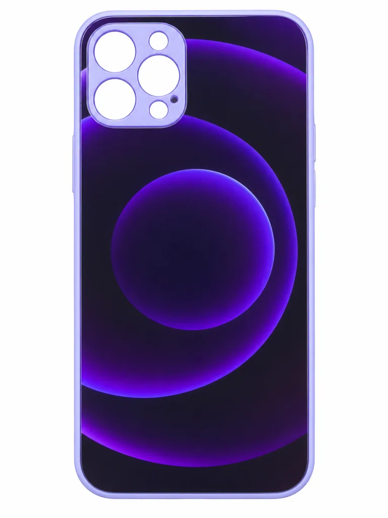Чехол Glass TPU Prism Circles для Apple iPhone 12 Pro (6), цвет черный-фиолетовый