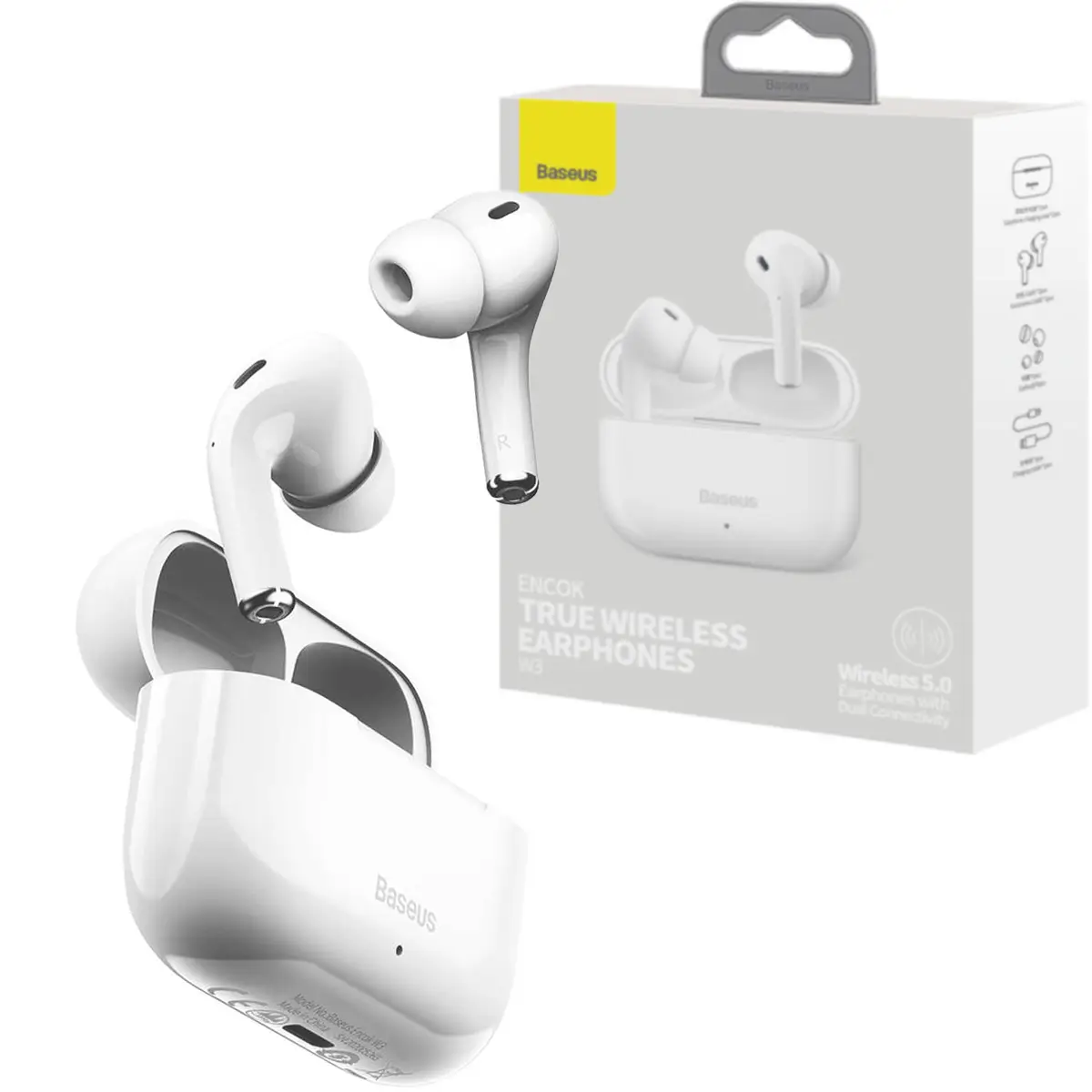 Блютуз Стерео Гарнитура Baseus NGTW080002 (Белый, 02)