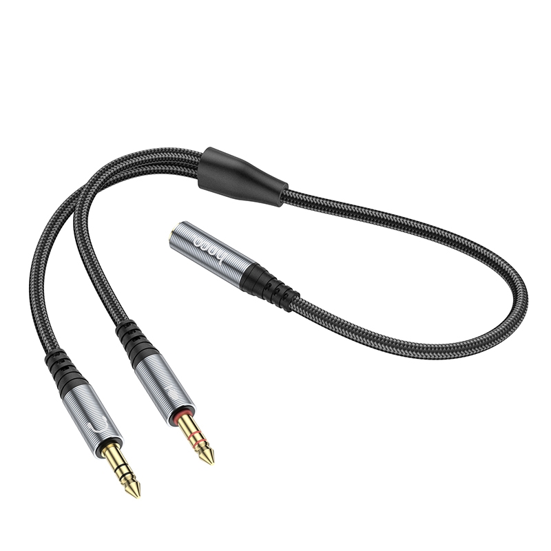 Audio Splitter  Hoco UPA21 2-in-1 3.5 female to 2 male (Серый)