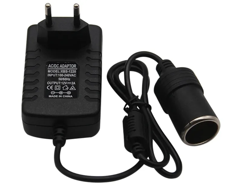 Сетевое зарядное устройство AC 220V to Car Cigarette 12V (2A) EU, цвет черный