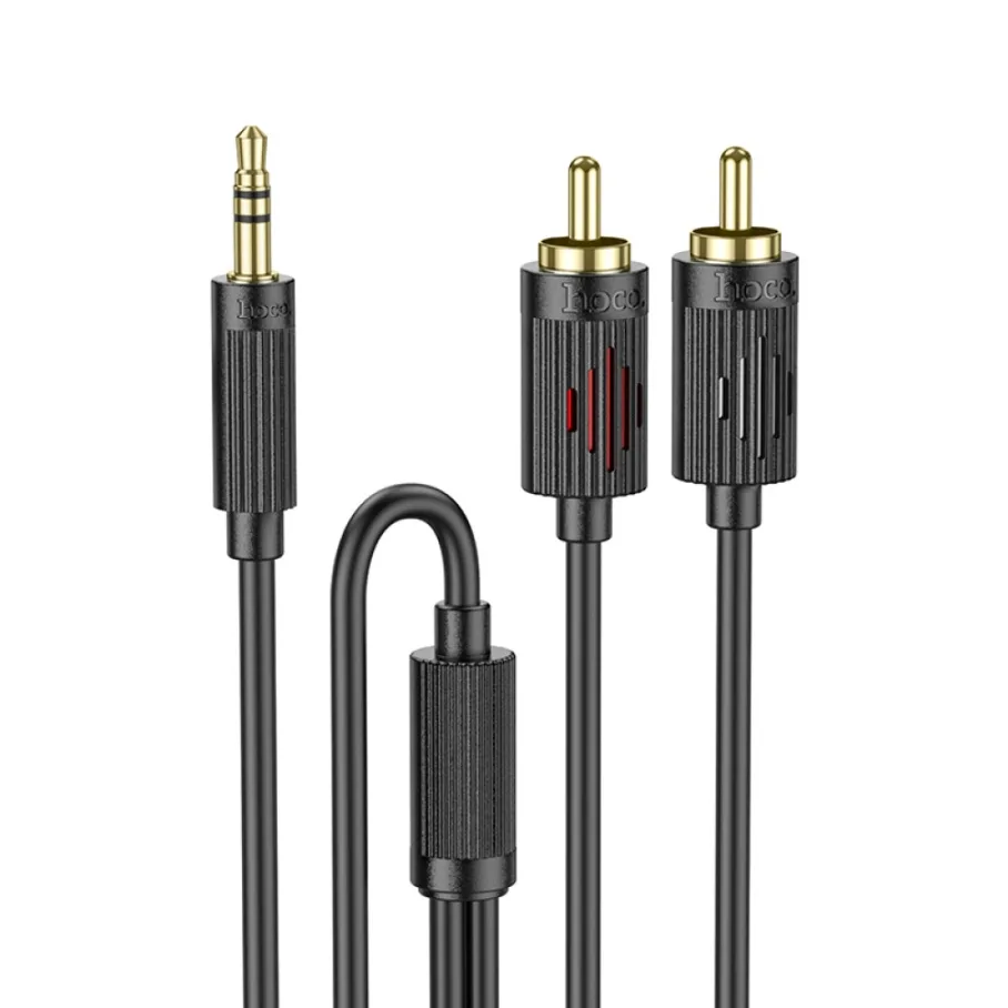 AUX Hoco UPA28, 3.5 to dual RCA, 1.5m, цвет черный