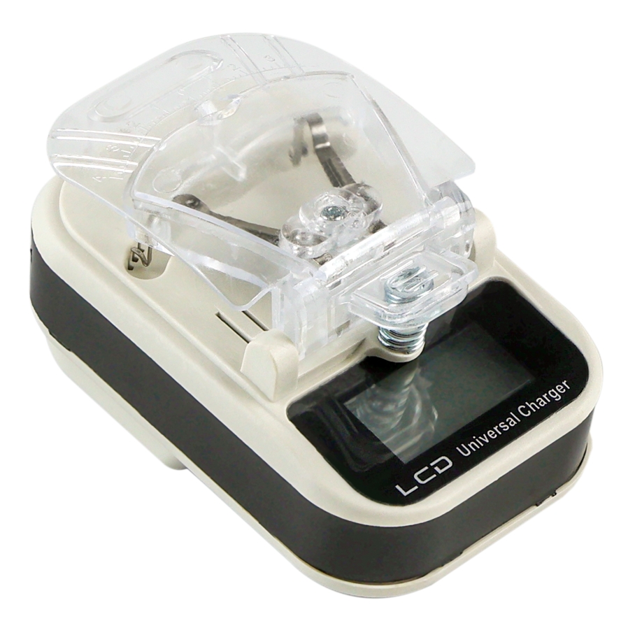 Сетевое Зарядное Устройство Универсальное LCD Евро (Бело-Черный)