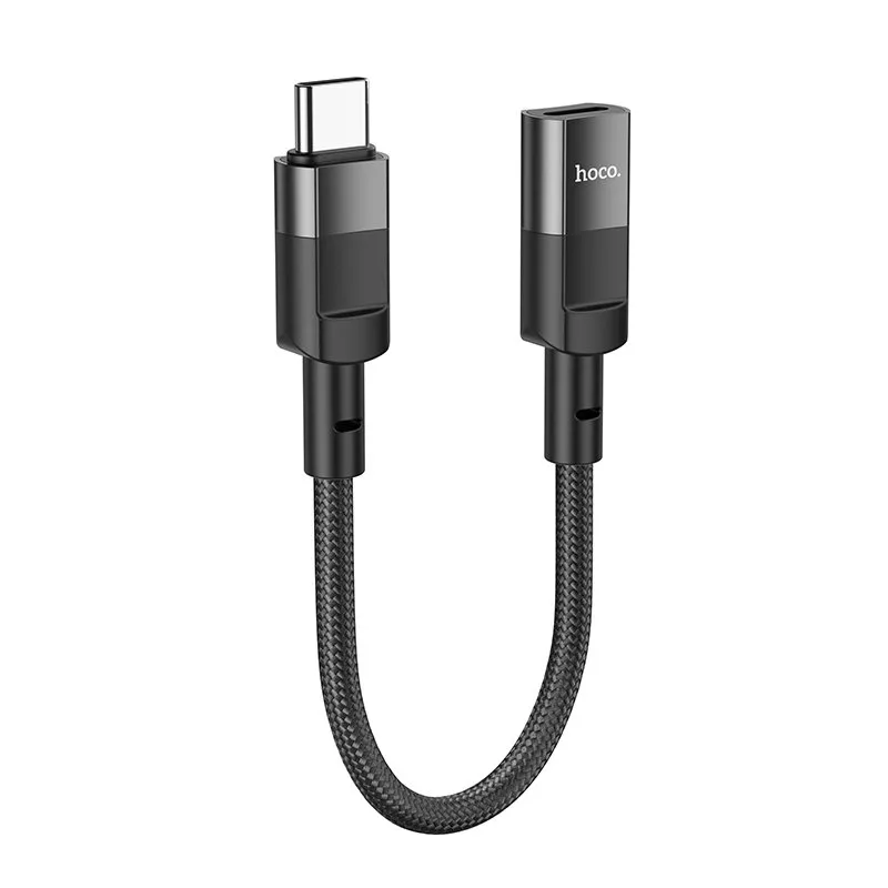 USB Переходник Hoco U107 Type-C male to iP female adapter 10 cm/10W, цвет черный