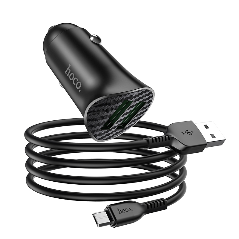 Авто Зарядное Устройство Hoco Z39 QC3.0 Micro 2USB (Черный)