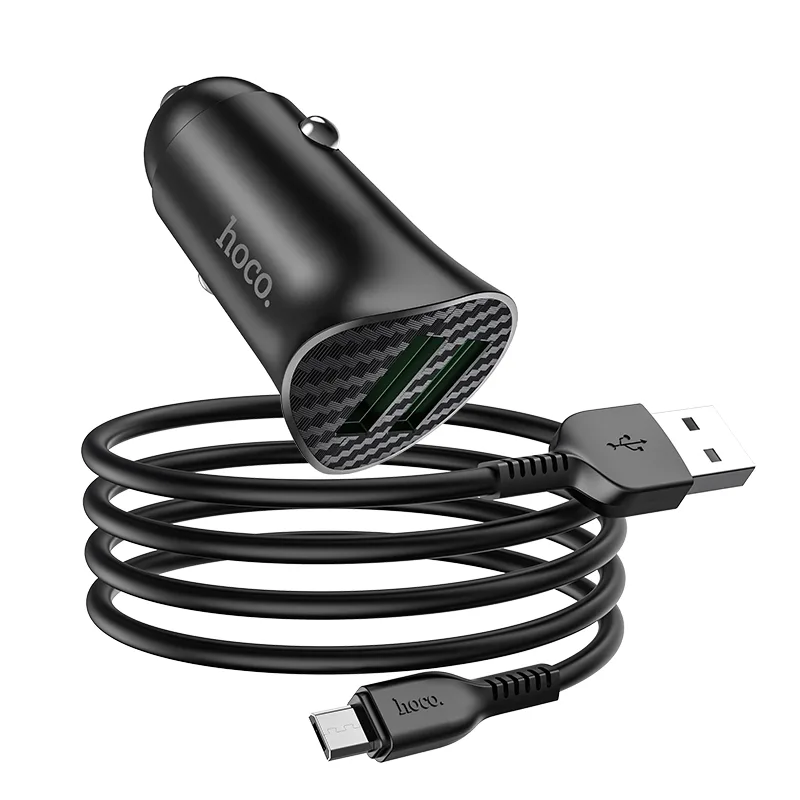 Авто Зарядное Устройство Hoco Z39 QC3.0 Micro 2USB, цвет черный
