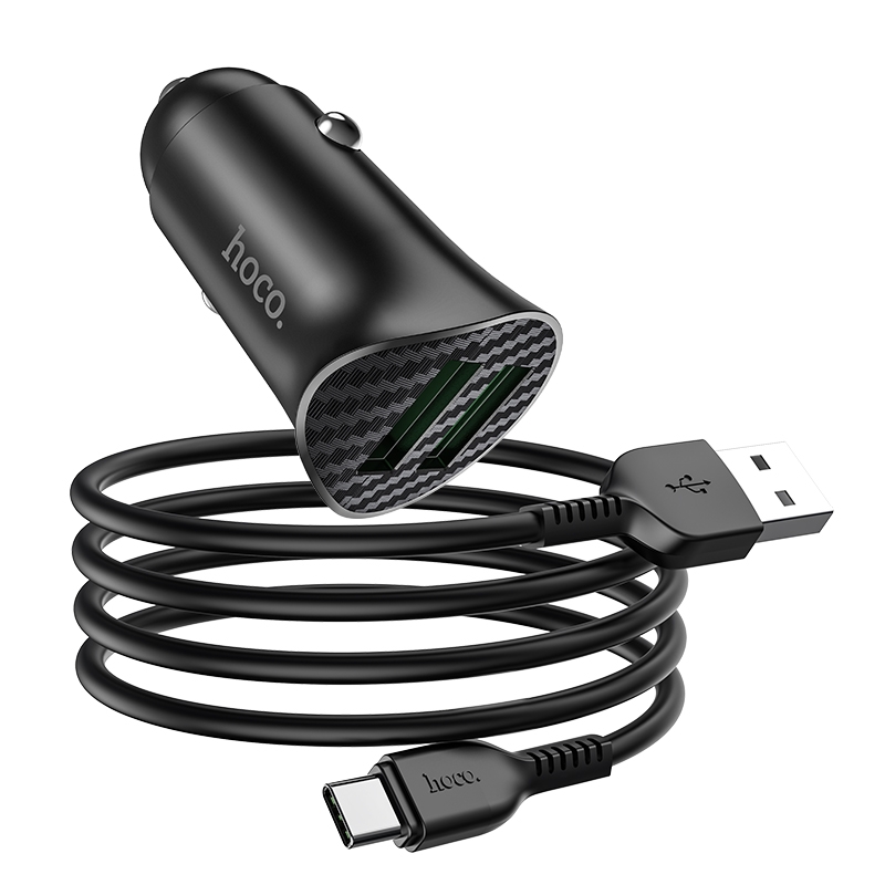 Авто Зарядное Устройство Hoco Z39 QC3.0 Type-C 2USB (Черный)