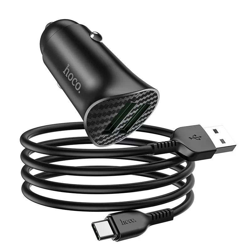 Авто Зарядное Устройство Hoco Z39 QC3.0 Type-C 2USB, цвет черный