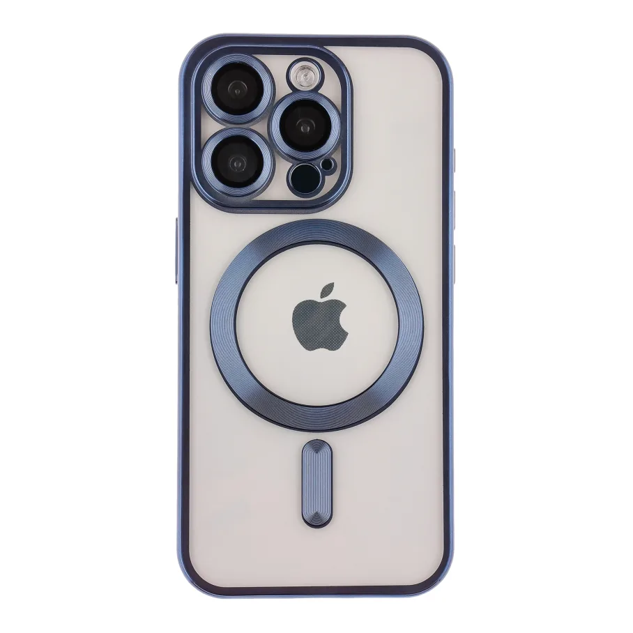 Чехол для Iphone 15 Pro с MagSafe, цвет хромовая темная синяя
