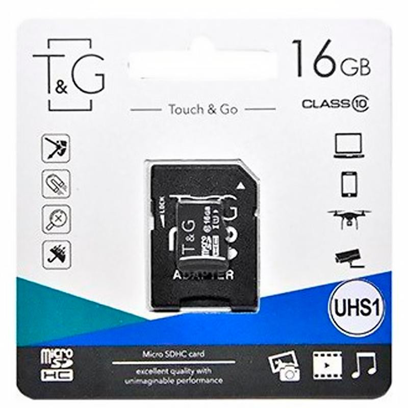 Карта Памяти T&G MicroSDHC (UHS-1) 16gb 10 Class & Adapter (Чёрный)