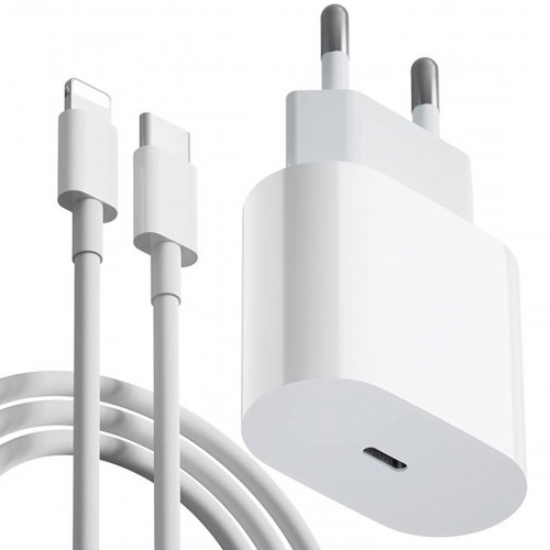Сетевое Зарядное Устройство Apple iPhone Power Adapter 20W USB-C & Cable (White No Log