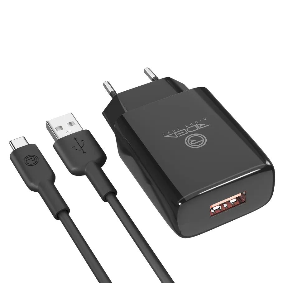 Сетевое Зарядное Устройство Ridea RW-11211 Element Type-C 2.1 A, цвет черный