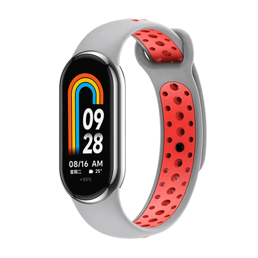 Ремешок для Xiaomi Mi Band 8 / 9, цвет серый/красный