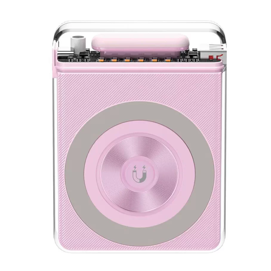 Power Bank XO PR226 Mini Transparent Magnetic Absorption 15W 10000mAh, цвет фиолетовый
