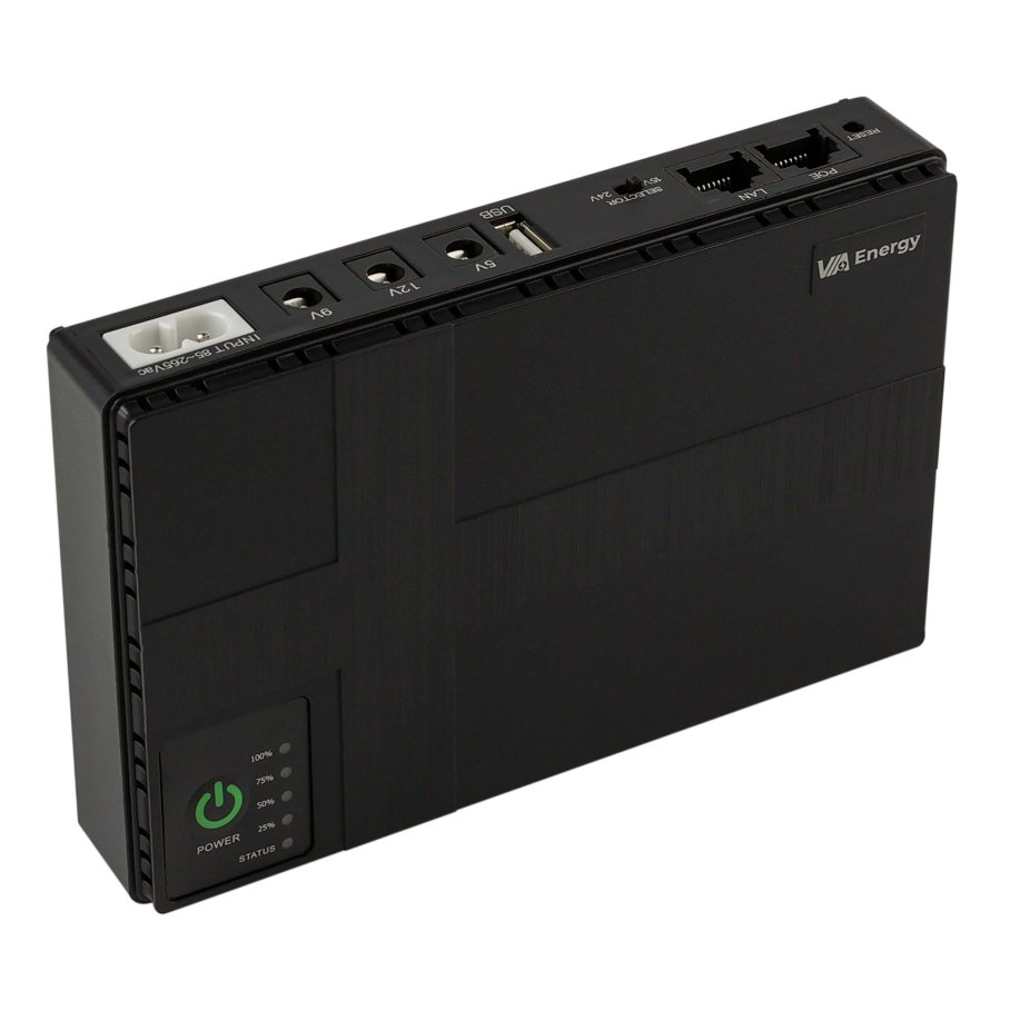 Источник Бесперебойного Питания Mini UPS VIA Energy 3.0 USB, DC, 5V+9V+12V,POE 12V+24V  (12000mAh) (Черный)