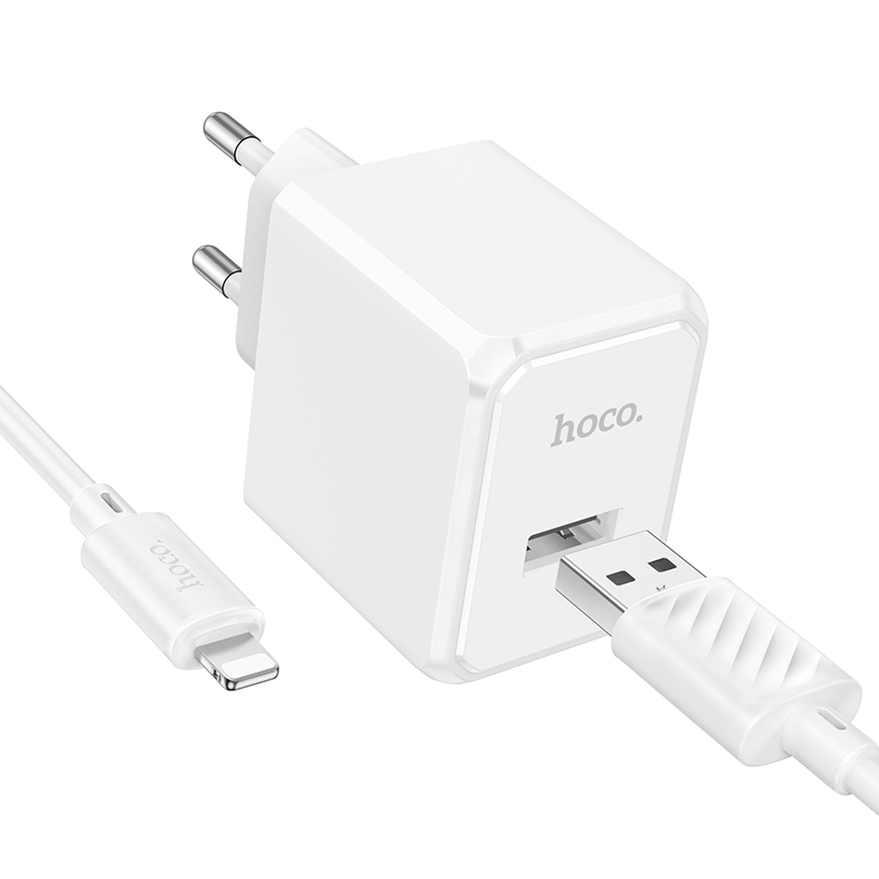 Сетевое Зарядное Устройство Hoco CS11A 1USB 2.1A+USB to Lightning (Белый)