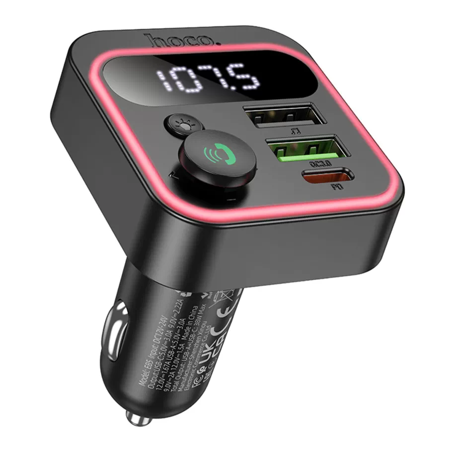 Модулятор Hoco E85 PD20W+QC3.0 18W Total 38W, цвет черный