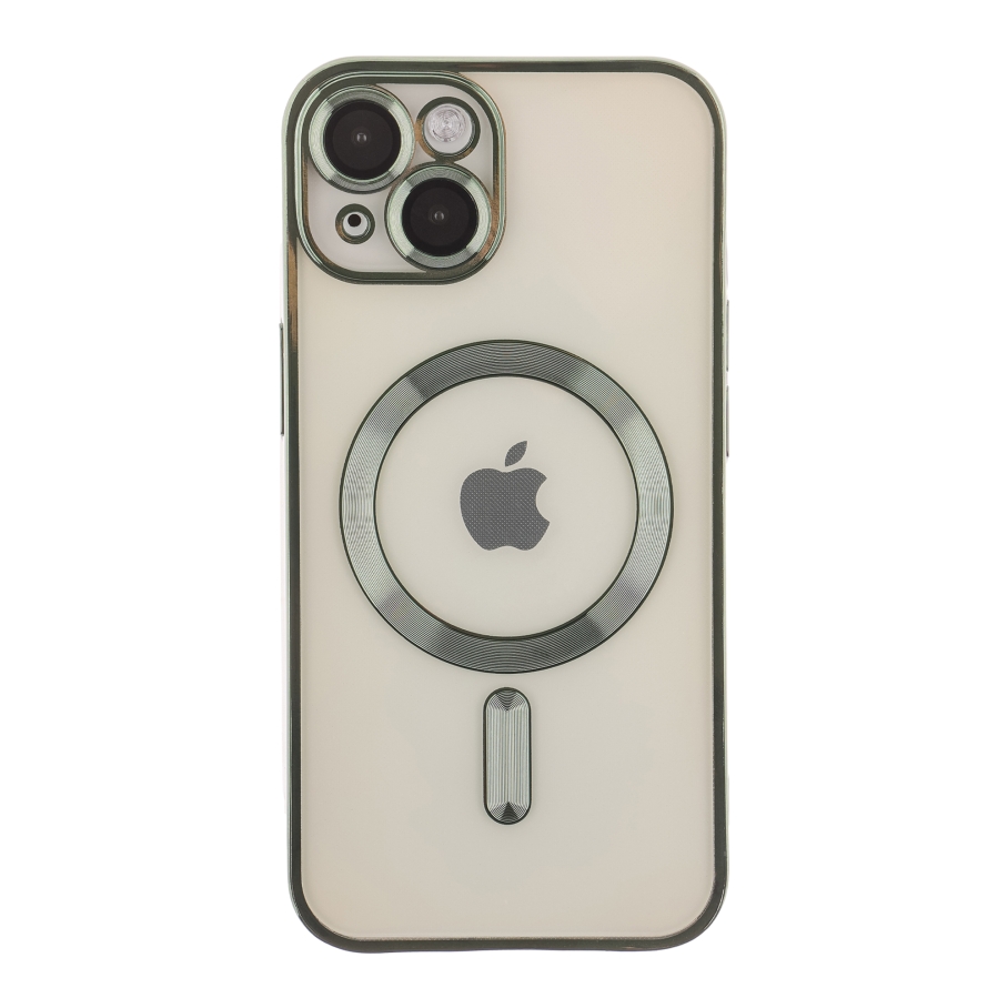 Чехол TPU Metallic Full Camera with Magsafe для iPhone 15 (Green)