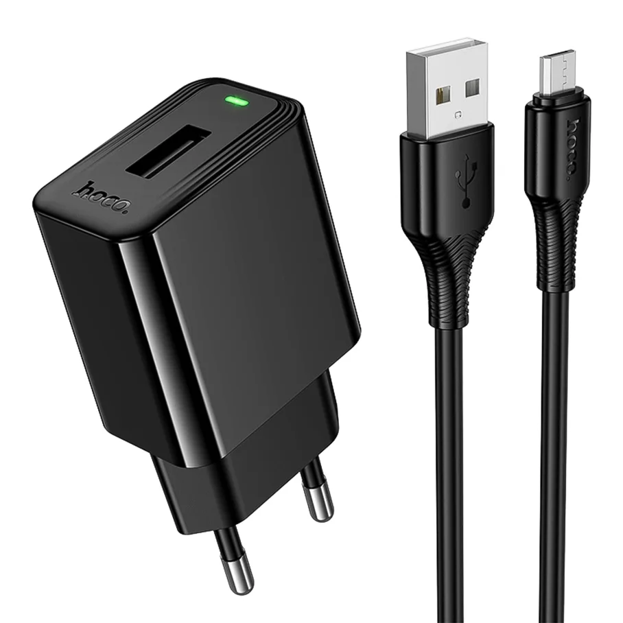 Сетевое Зарядное Устройство Hoco CS91A 1USB 2.1A+USB to Micro, цвет черный