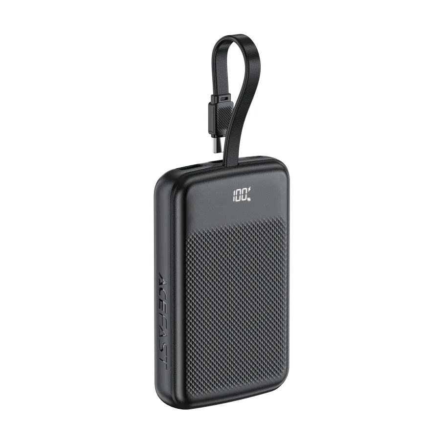 Power Bank AceFast M13 PD22.5W, с кабелем Type-C, 10000mAh, цвет черный