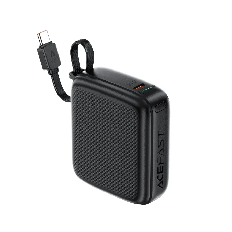 Power Bank AceFast M15 PD20W, с кабелем Type-C, 10000mAh, цвет черный
