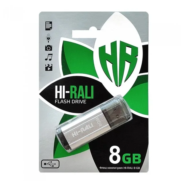 USB Flash Drive Hi-Rali Stark 8gb, цвет стальной