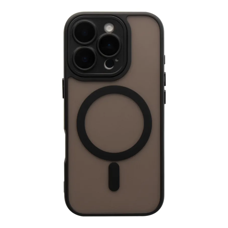 Чехол TPU+PC Magnetic Matte Camera Lens с Magsafe для iPhone 16 Pro, цвет черный