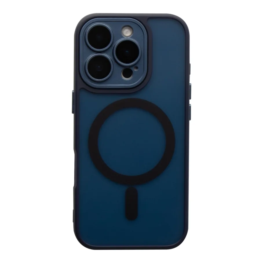 Чехол TPU+PC Magnetic Matte Camera Lens с Magsafe для iPhone 16 Pro Max, цвет темно-синий