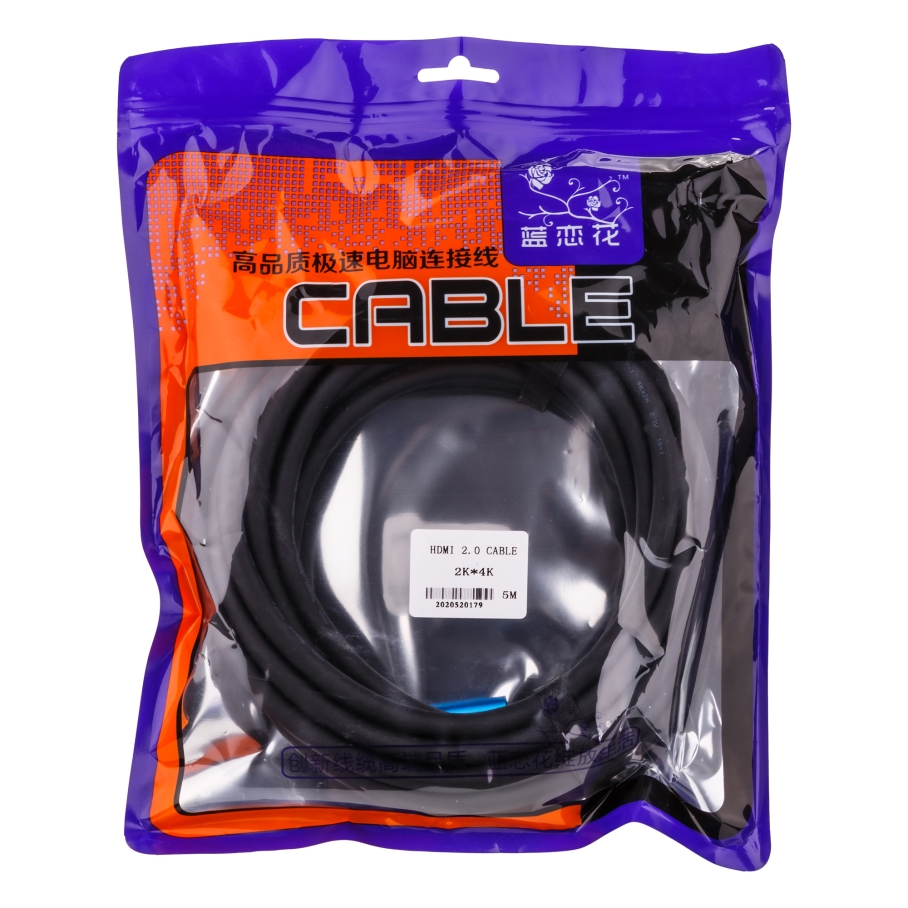 Cable HDMI- HDMI 1.4V 5m (Тканевый провод) (Чёрно-Красный)