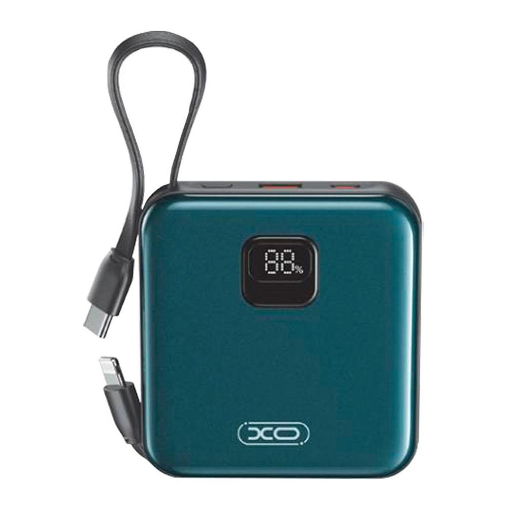 Power Bank XO PR235 22.5W with built-in iP and TYPE-C cable 10000 mAh (Серо голубой)