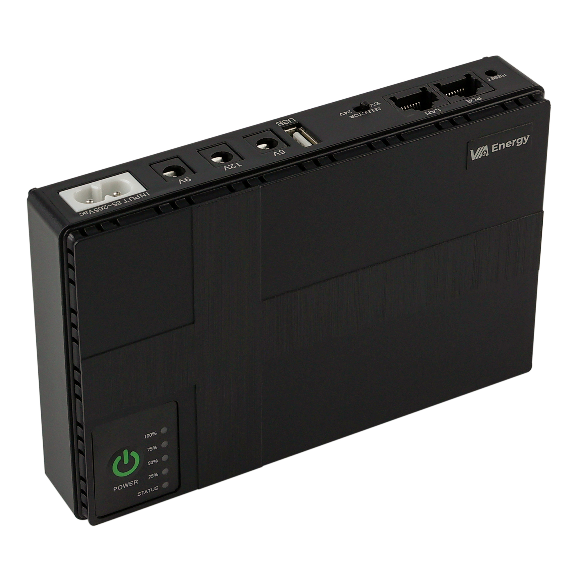 Источник Бесперебойного Питания Mini UPS VIA Energy 3.0 USB, DC, 5V+9V+12V,POE 12V+24V  (12000mAh) (Черный)