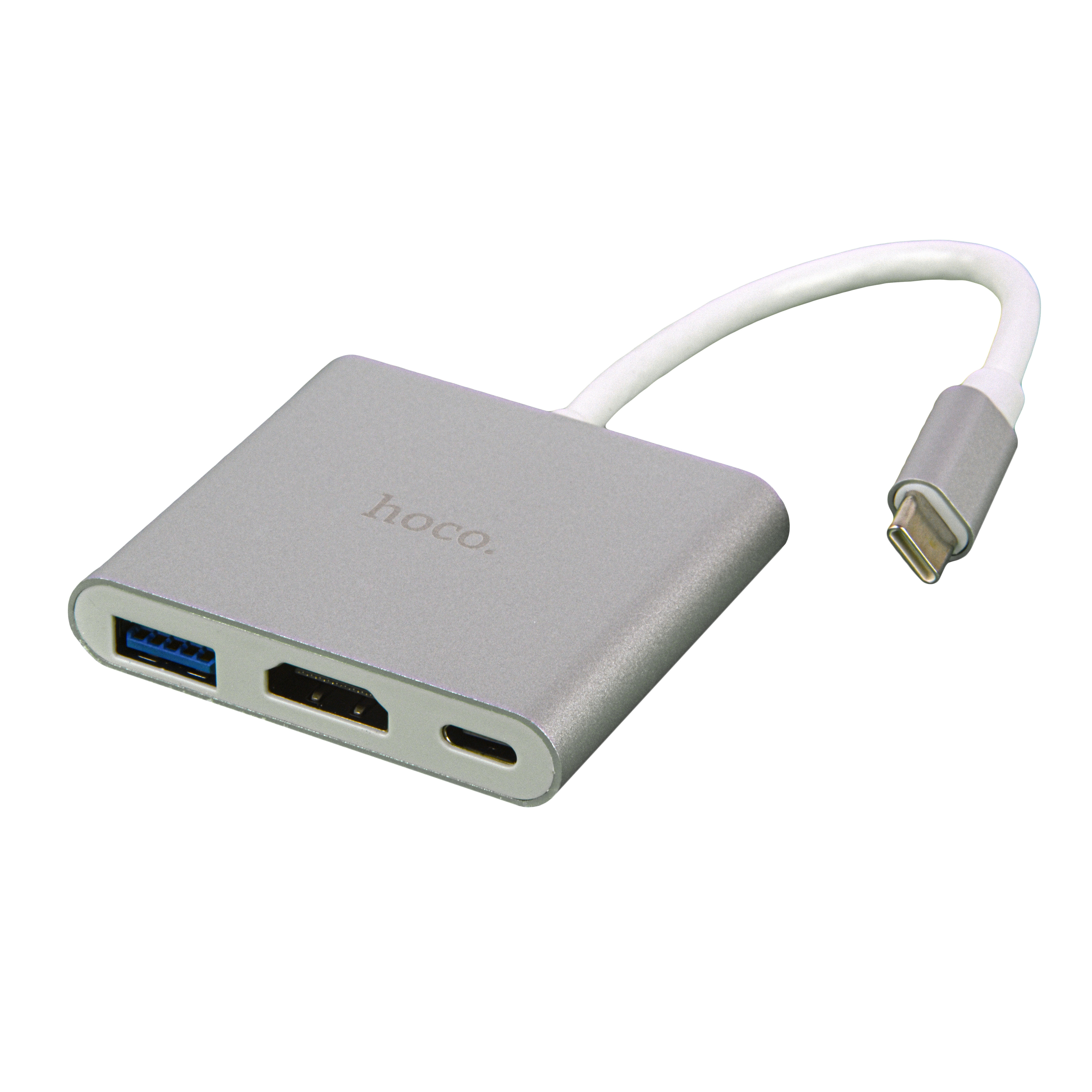Переходник Hoco HB14 Type-C to USB3.0+HDMI+PD (Стальной)
