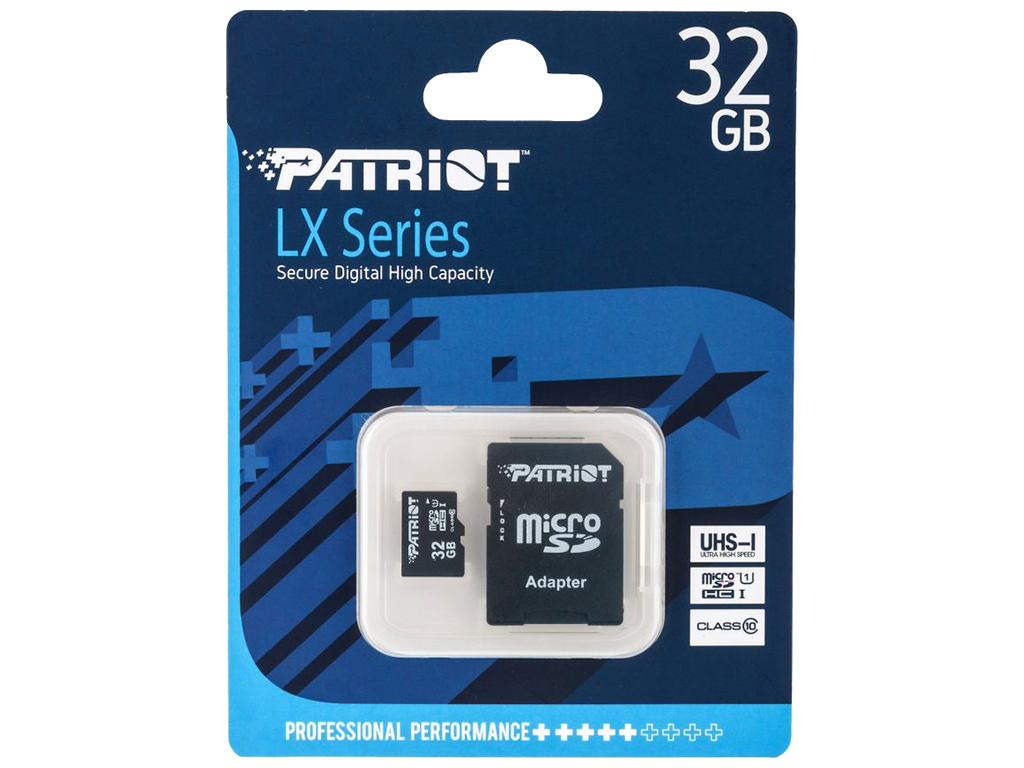 Карта Памяти Patriot LX Series MicroSDHC (UHS-1) 32gb 10 Class & Adapter (Чёрный)