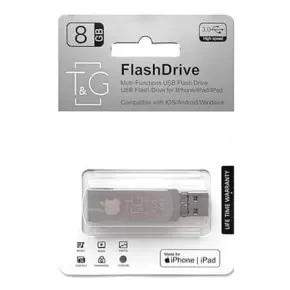 USB OTG T&G 3&1 Lightning&Android 8gb Metal, цвет стальной