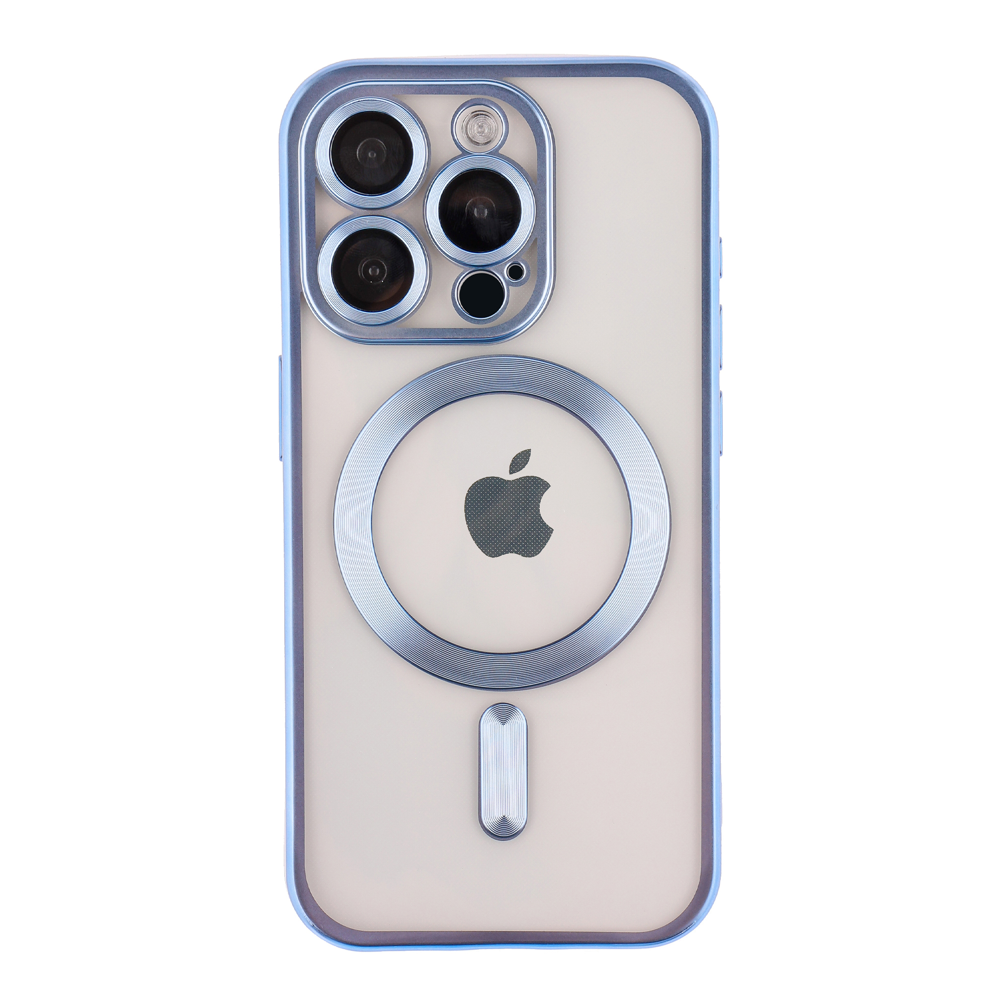 Чехол TPU Metallic Chrome Full Camera with Magsafe для iPhone 15 Pro Max (Chrome Blue)