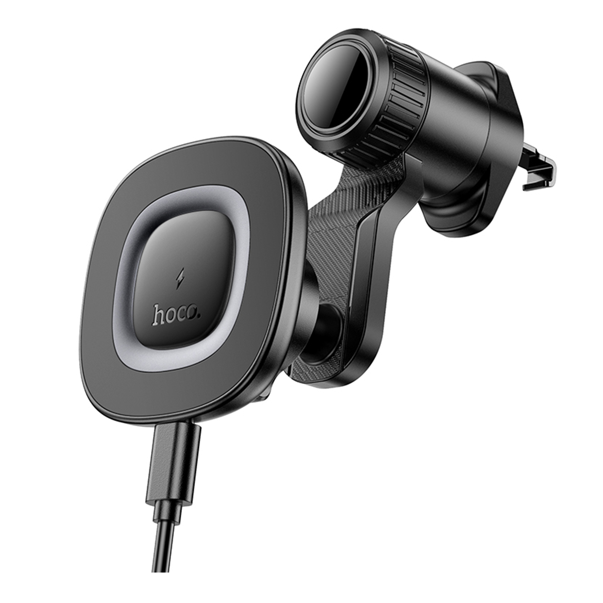 Автодержатель Hoco HW30 4.5-7.0 inch Magnetic Ring Wireless 15W (Черный)