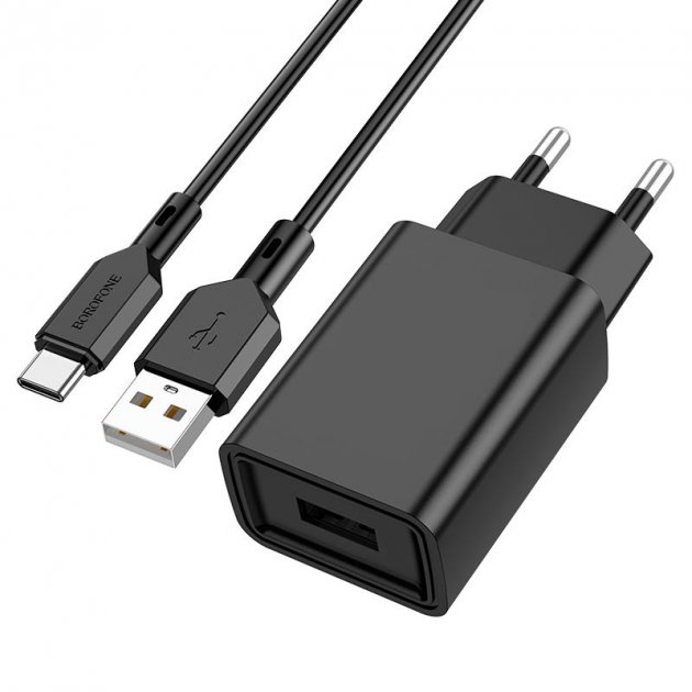 Сетевое Зарядное Устройство Borofone BA68A Type-C 1USB 2.1A (Черный)