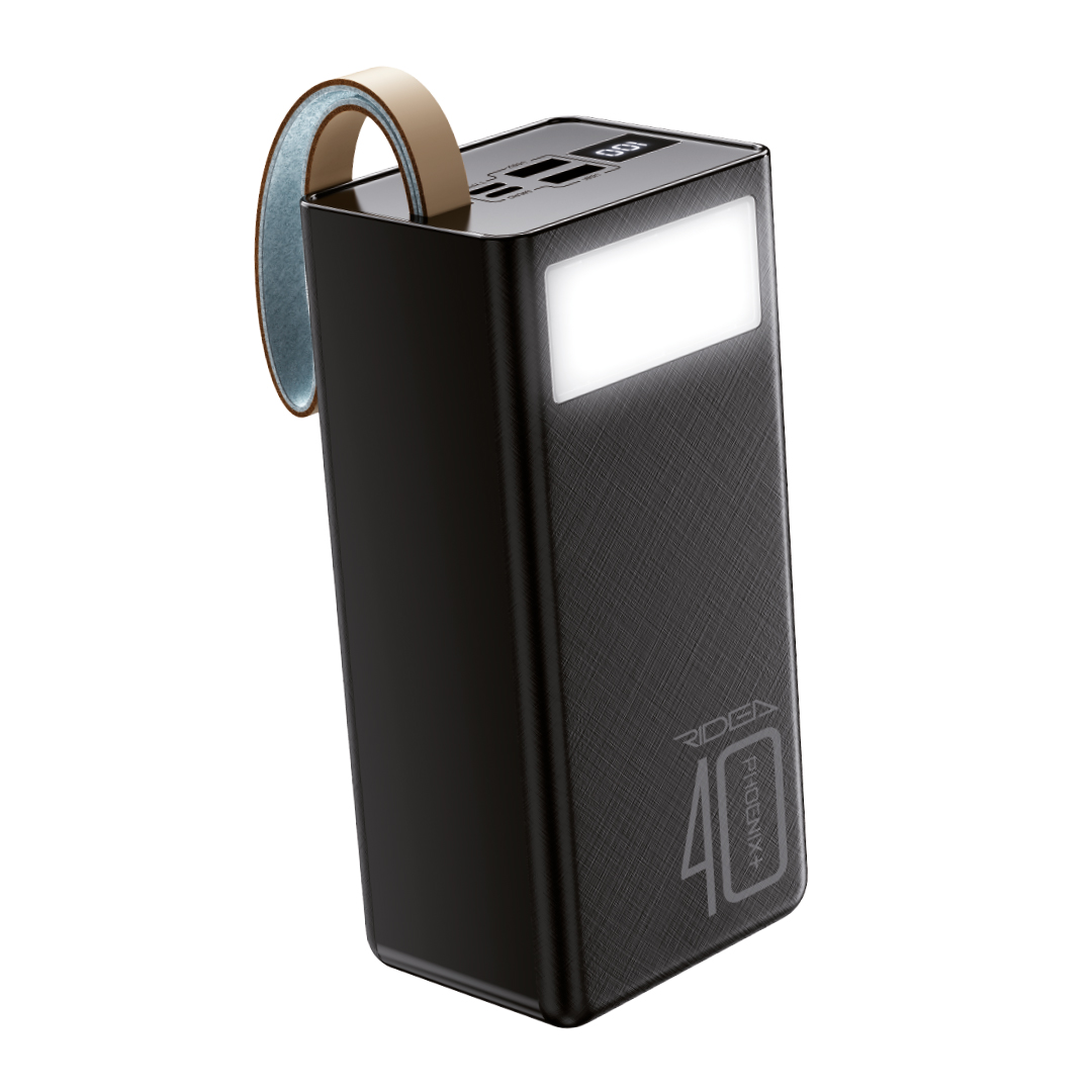 Power Bank Ridea RP-D40L+ Phoenix40+ PD/QC 3.0 20W digital display + lamp 40000 mAh (Черный)