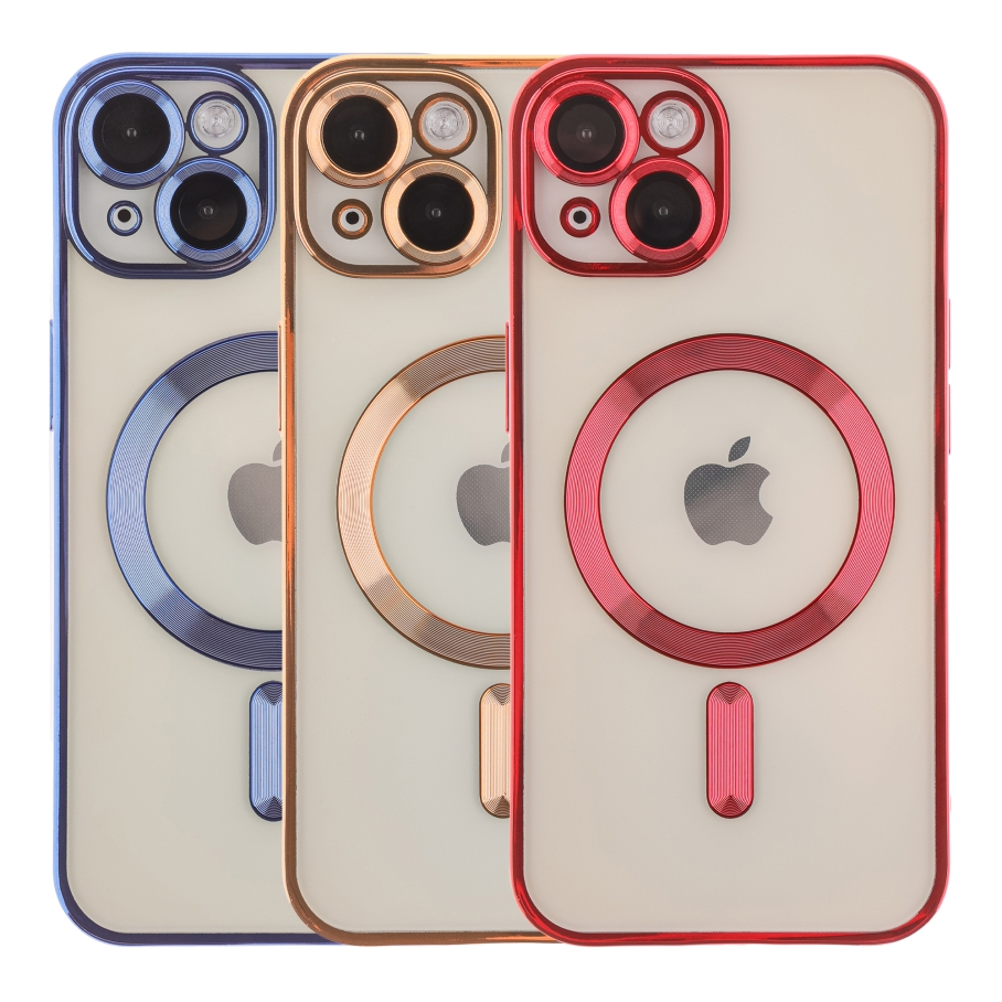 Чехол TPU Metallic Full Camera with Magsafe для Iphone 15 (Silver)