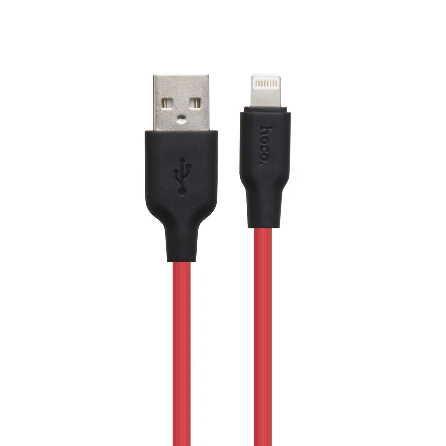 USB Hoco X21 Plus Silicone Lightning 0.25m, цвет черно-красный