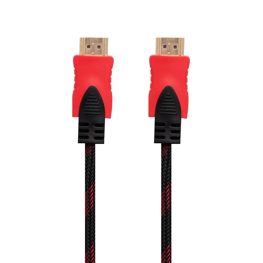 Cable HDMI- HDMI 1.4V 3m, тканевый провод, цвет черно-красный
