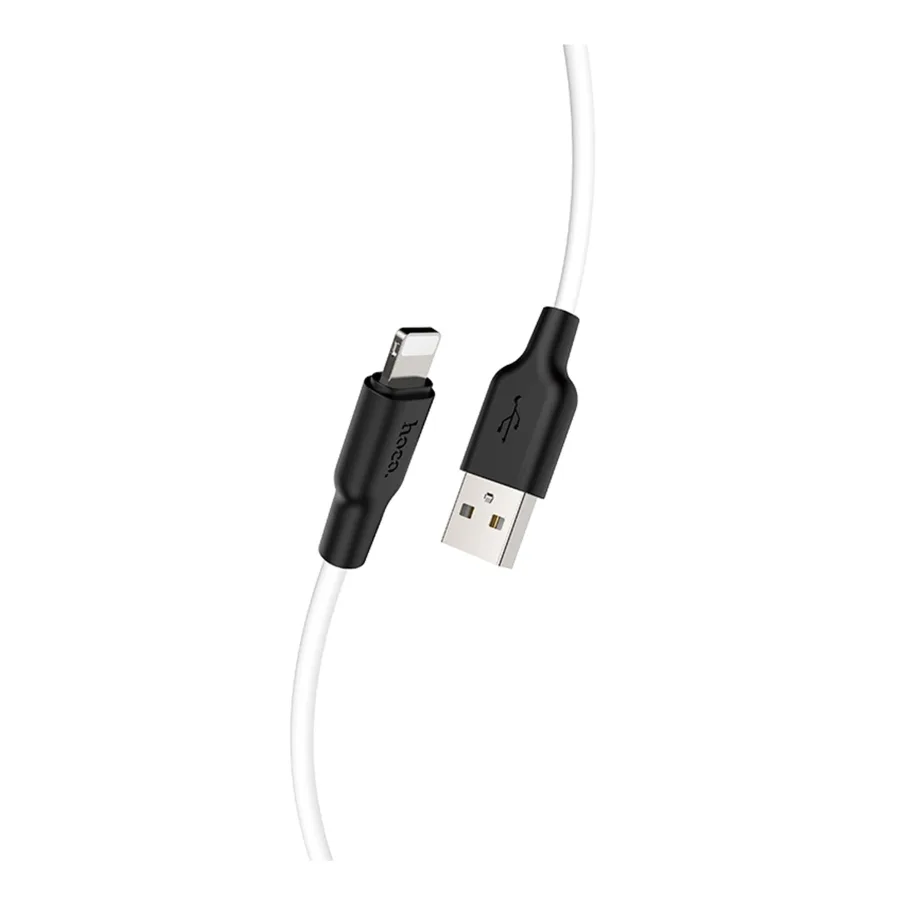 USB Hoco X21 Plus Silicone Lightning, цвет черно-белый