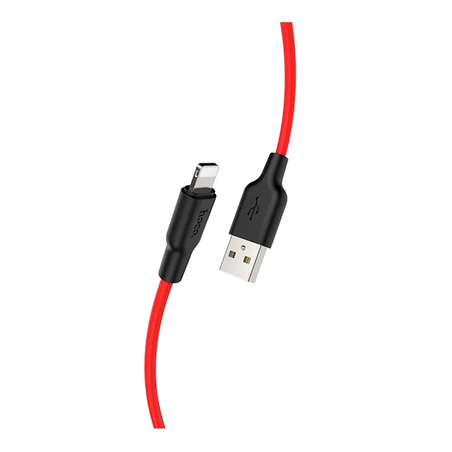USB Hoco X21 Plus Silicone Lightning, цвет черно-красный