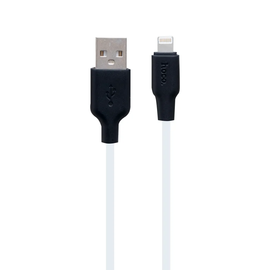 USB Hoco X21 Plus Silicone Lightning 2m, цвет черно-белый