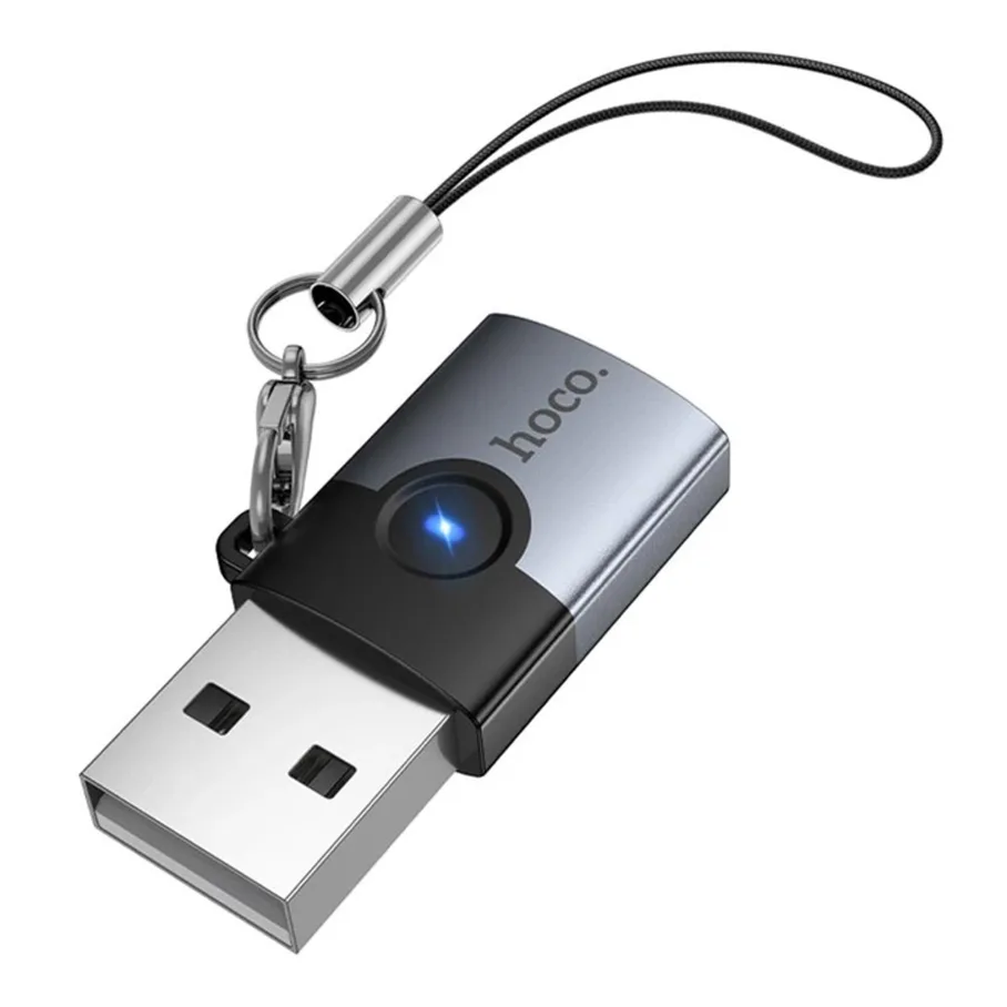 Переходник Hoco UA46B USB Male to Type-C female USB3.0, цвет серый