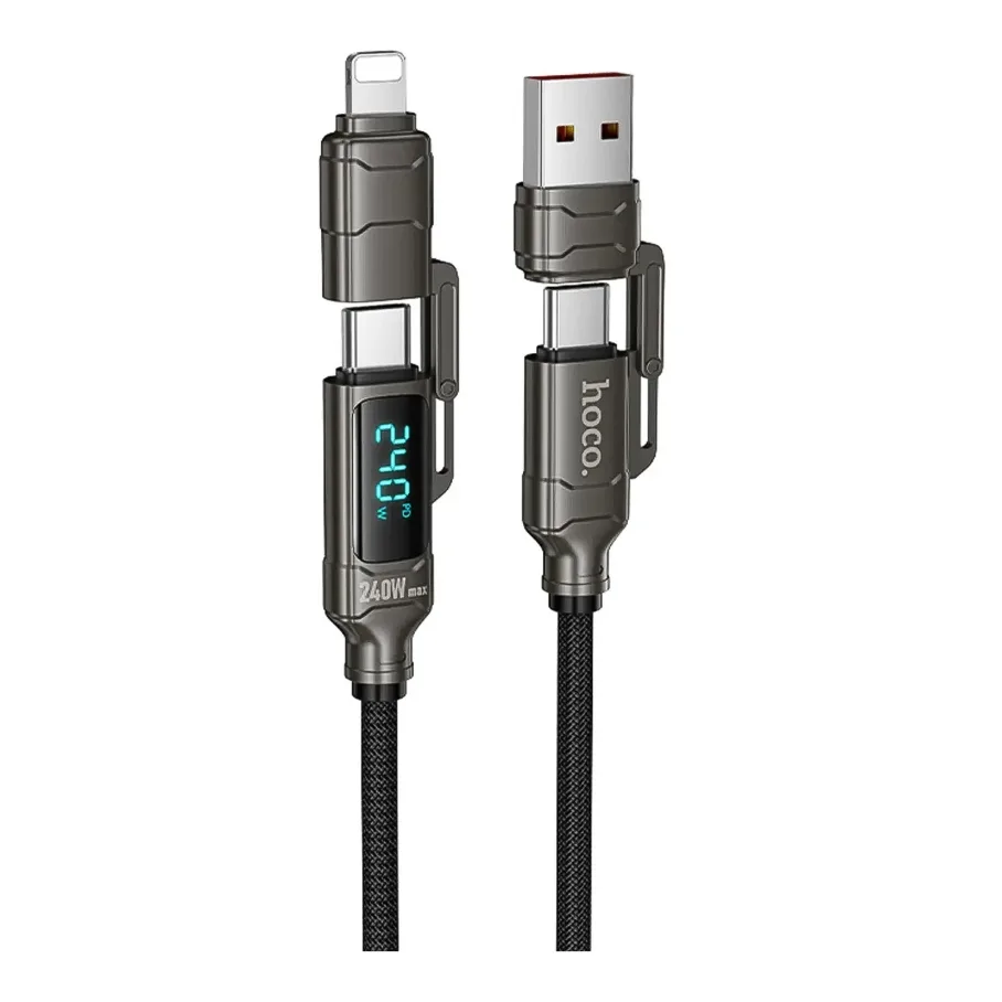 USB Hoco U152 PD3.1 240W 4-in-1 USB/C, с дисплеем 1.2м, цвет черный